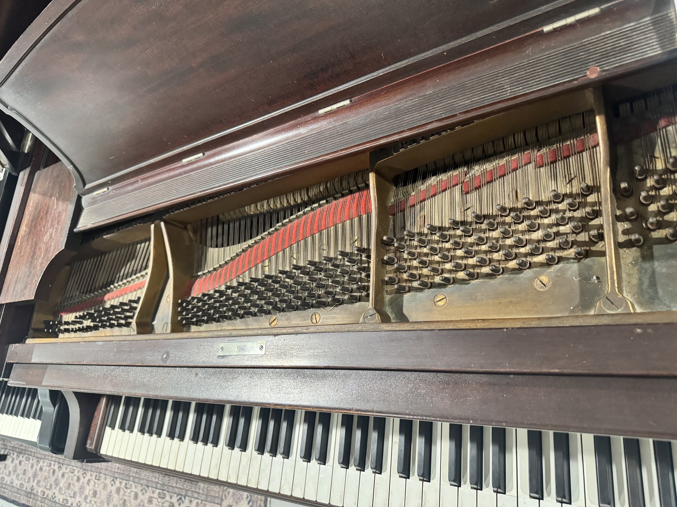 Steinway L SM baby grand piano action and strings